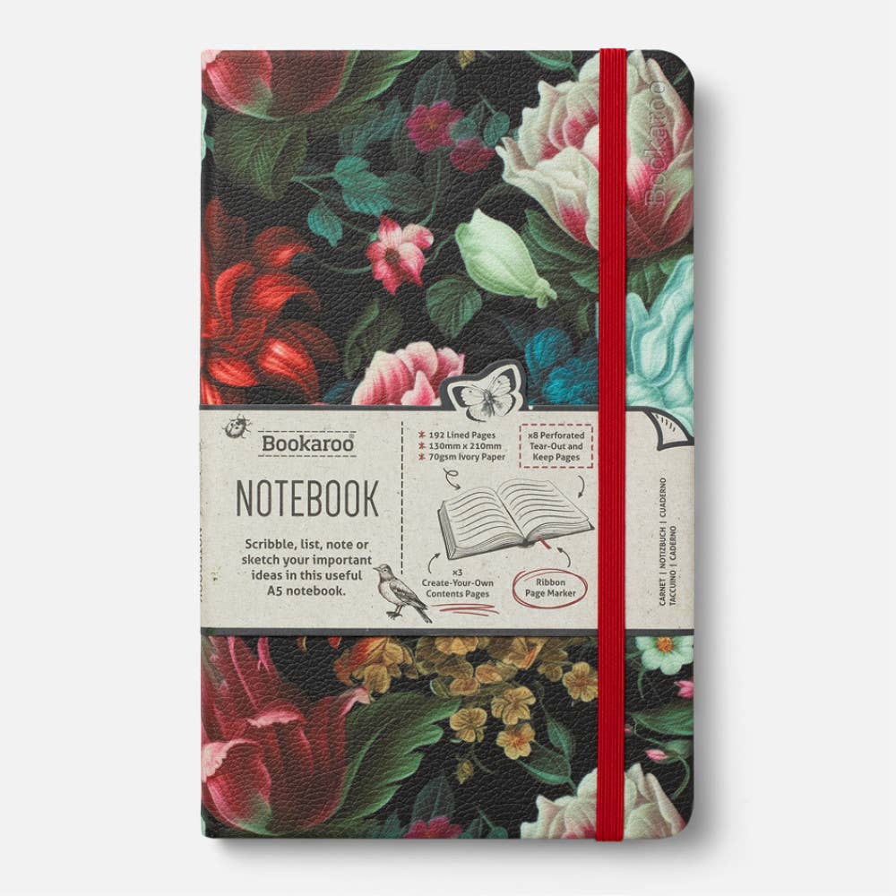 Bookaroo Dark Floral Stationery : A5 Notebook