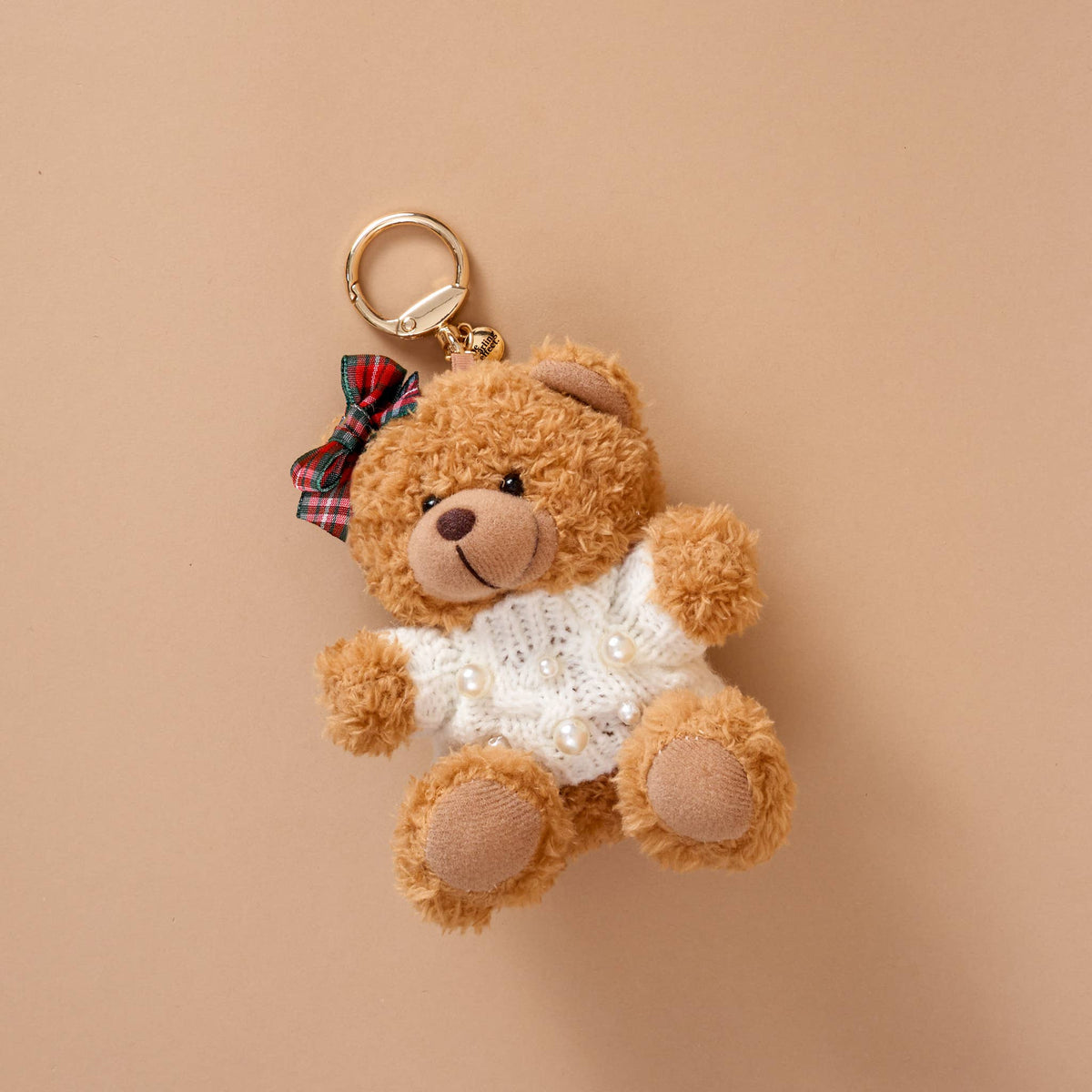 Teddy Bear Bag Charm-Pearls & Plaid