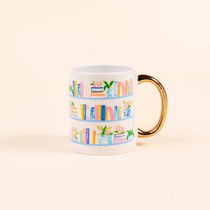 11 oz Cozy Cute Ceramic Mug: Book Shelfie