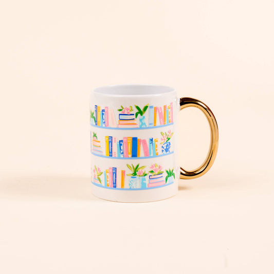 11 oz Cozy Cute Ceramic Mug: Book Shelfie