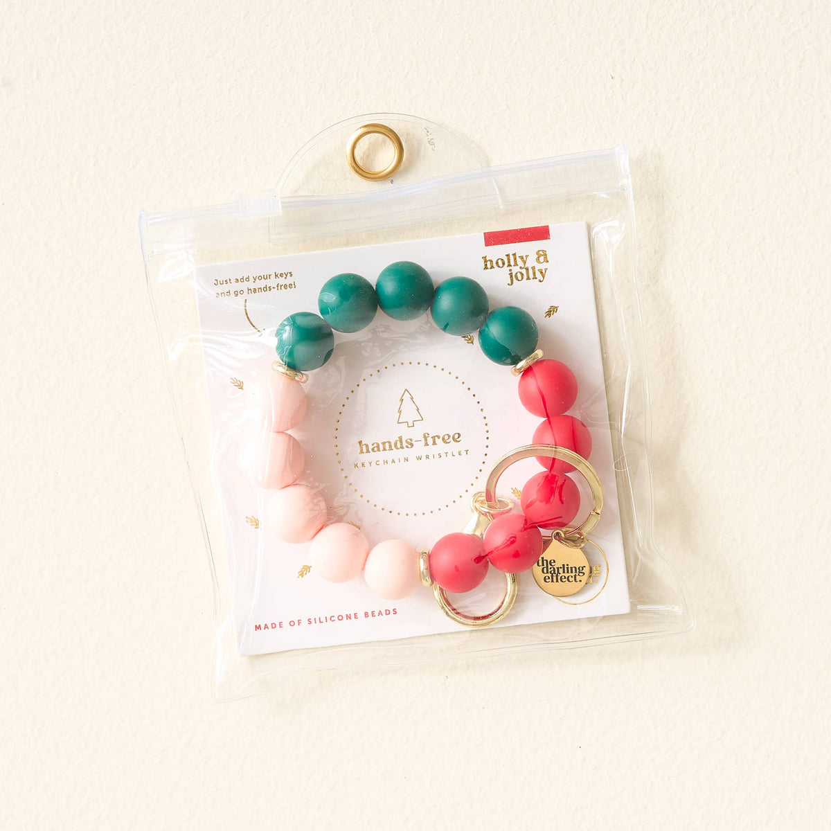 Hands-Free Keychain Wristlet-Holly Jolly