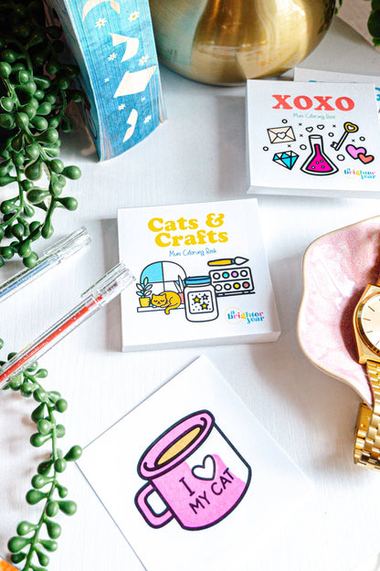 Cats & Crafts Mini-Coloring Book
