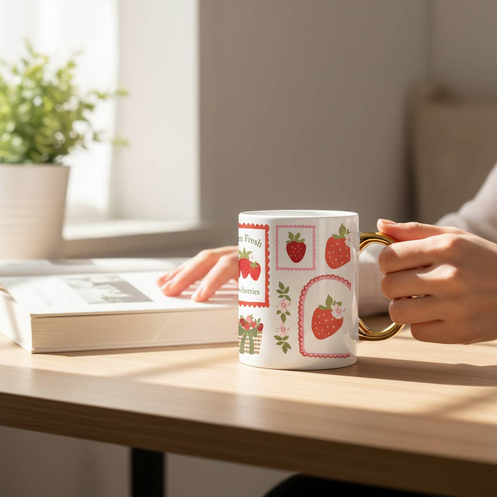 11 oz Cozy Cute Ceramic Mug: Book Shelfie