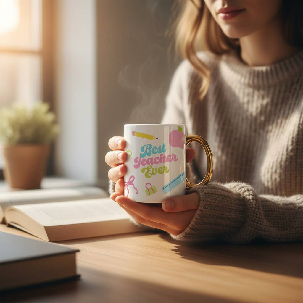 11 oz Cozy Cute Ceramic Mug: Book Shelfie