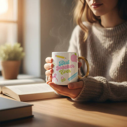 11 oz Cozy Cute Ceramic Mug: Book Shelfie
