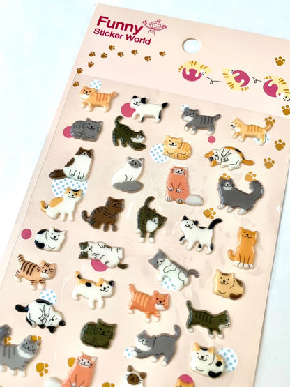 Cats Korean Puffy Stickers