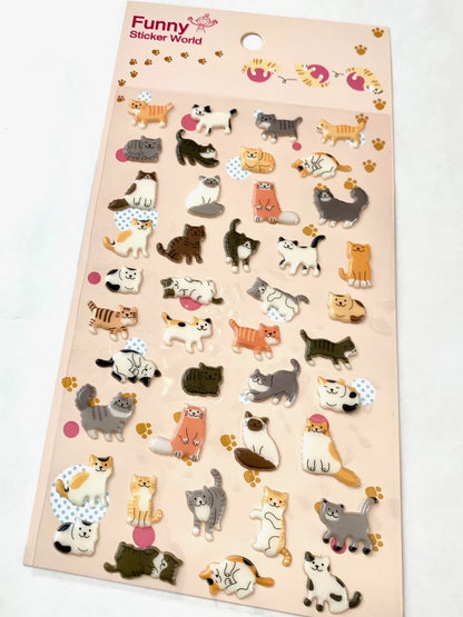 Cats Korean Puffy Stickers