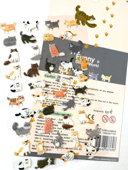 Cats Korean Puffy Stickers