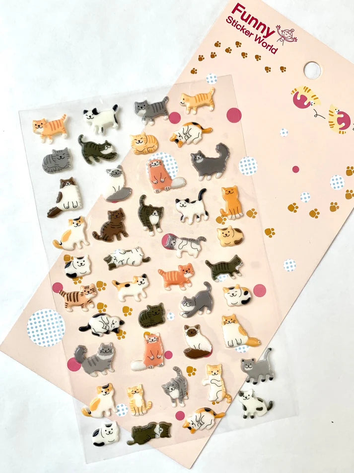 Cats Korean Puffy Stickers