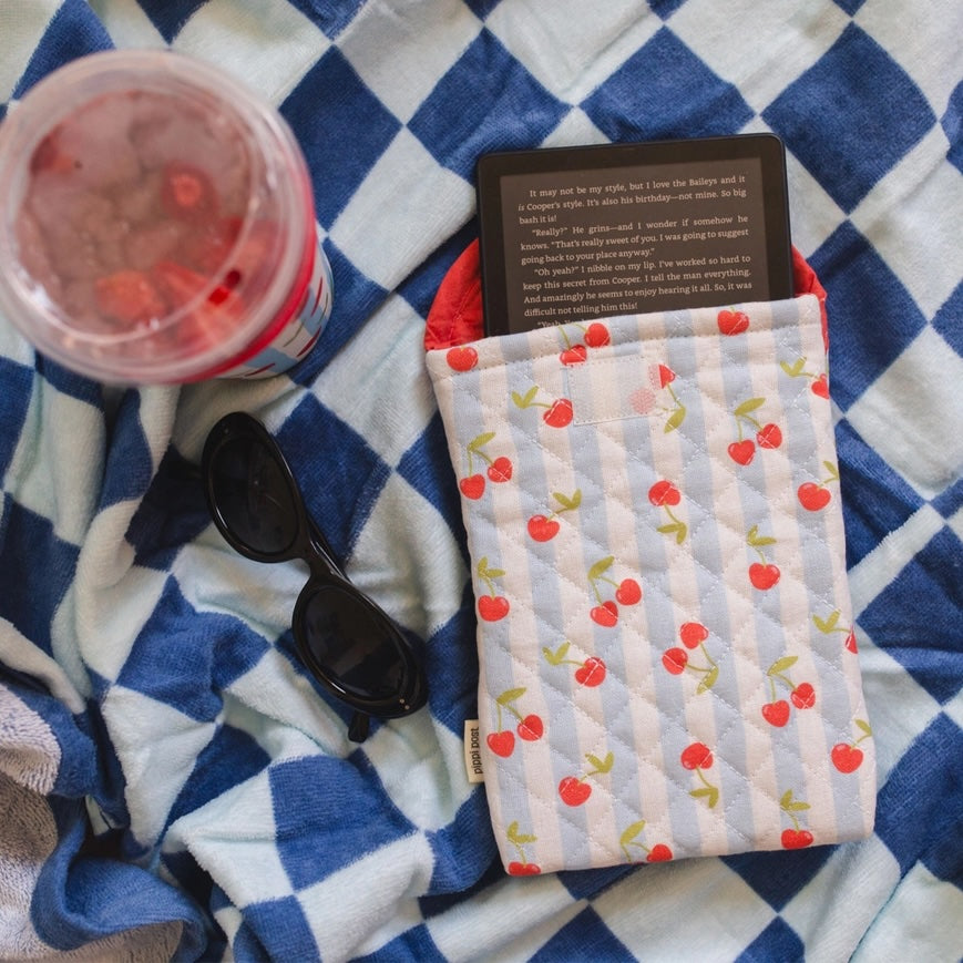 Cherry Striped Quilted E-Reader Case