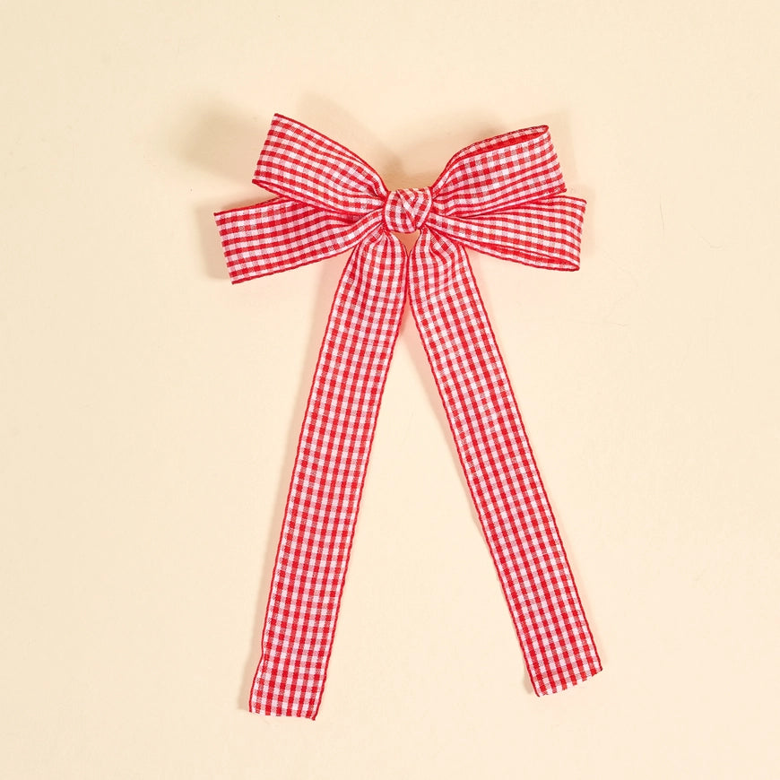 Double Take Hair Bow–Gingham Red