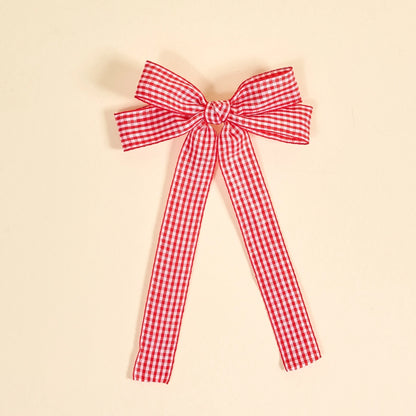 Double Take Hair Bow–Gingham Red