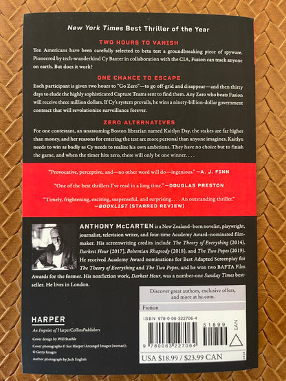 Going Zero by Anthony McCarten (Paperback)