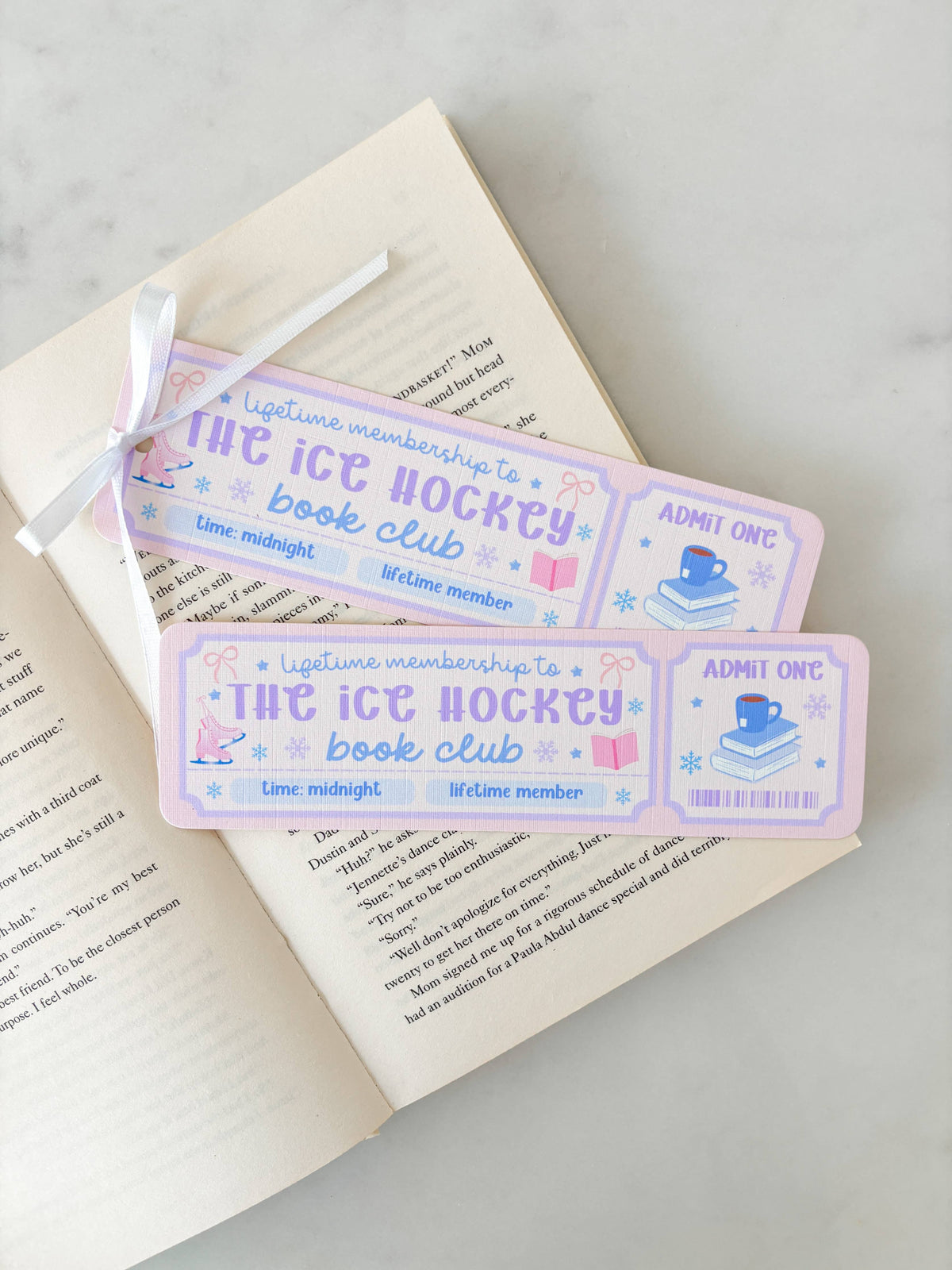 Ice Hockey Book Club Ticket Bookmark