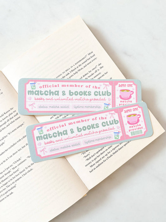 Matcha and Books Club Bookmark