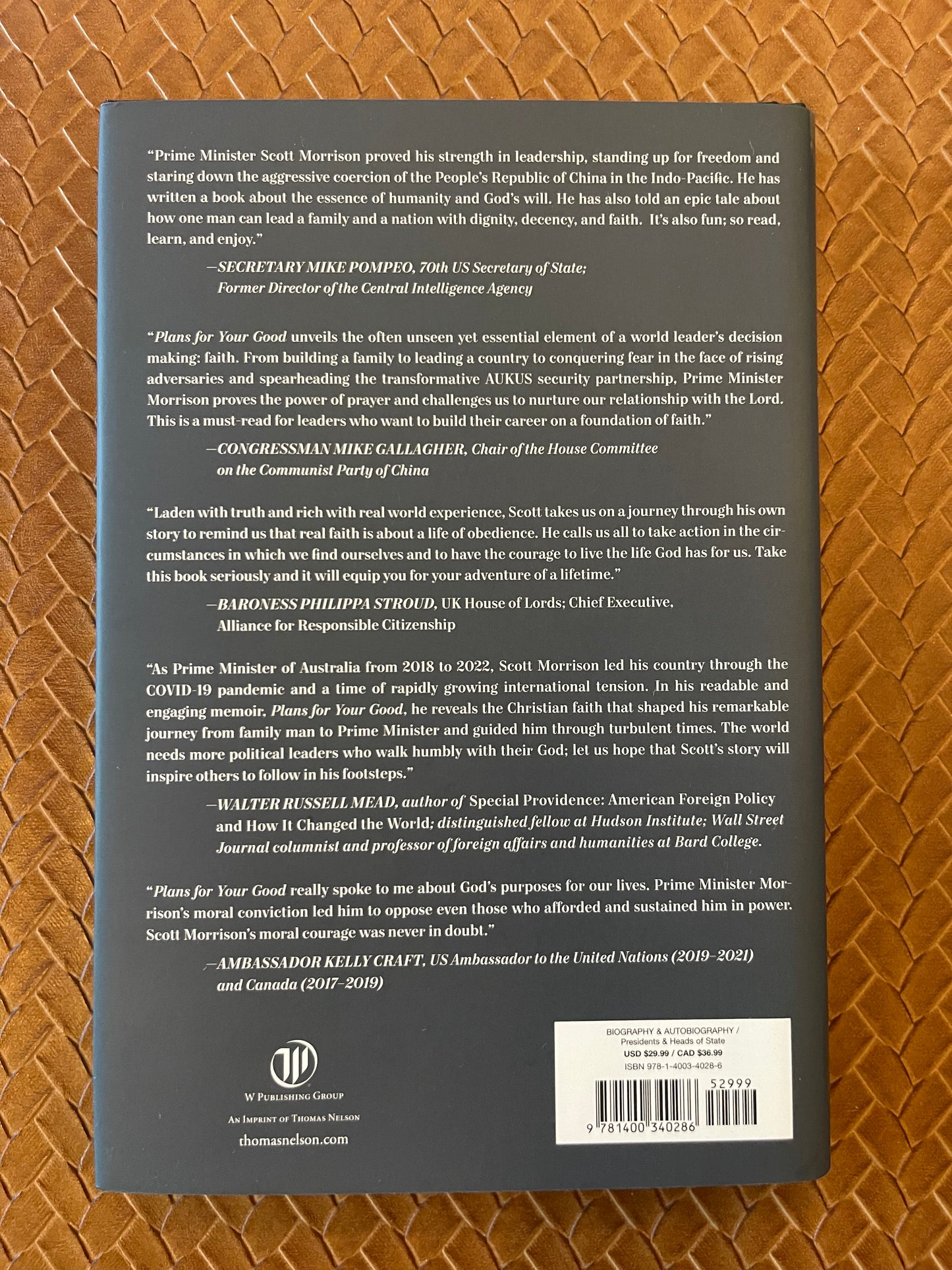 Plans For Your Good: A Prime Minister's Testimony of God's Faithfulness by Scott Morrison (Hardcover)