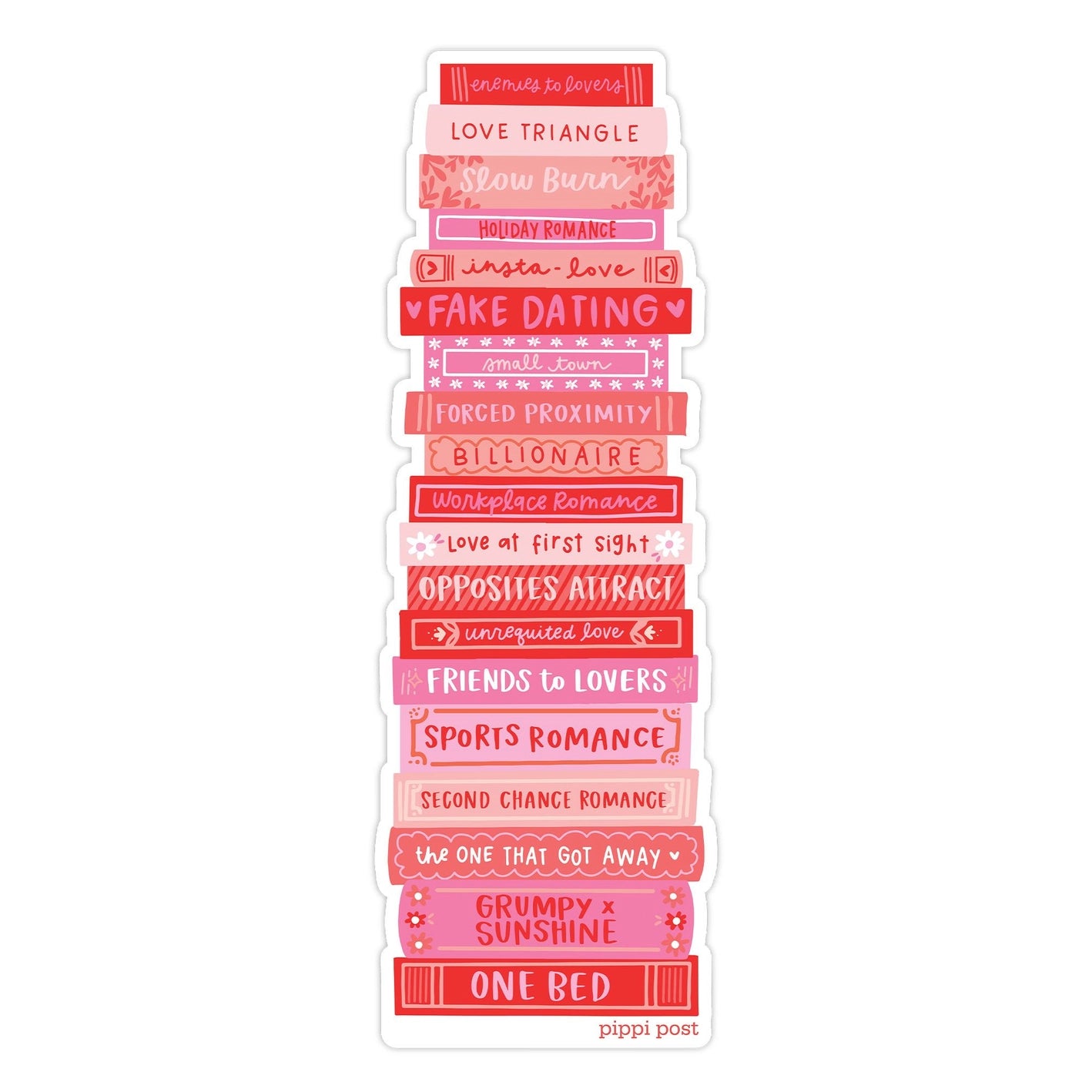 Romance Tropes Book Stack Transparent Bookmark
