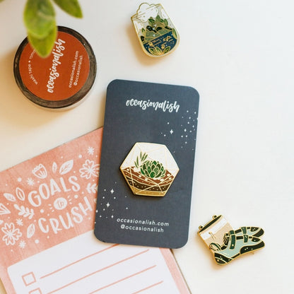 Succulent Terrarium Enamel Pin