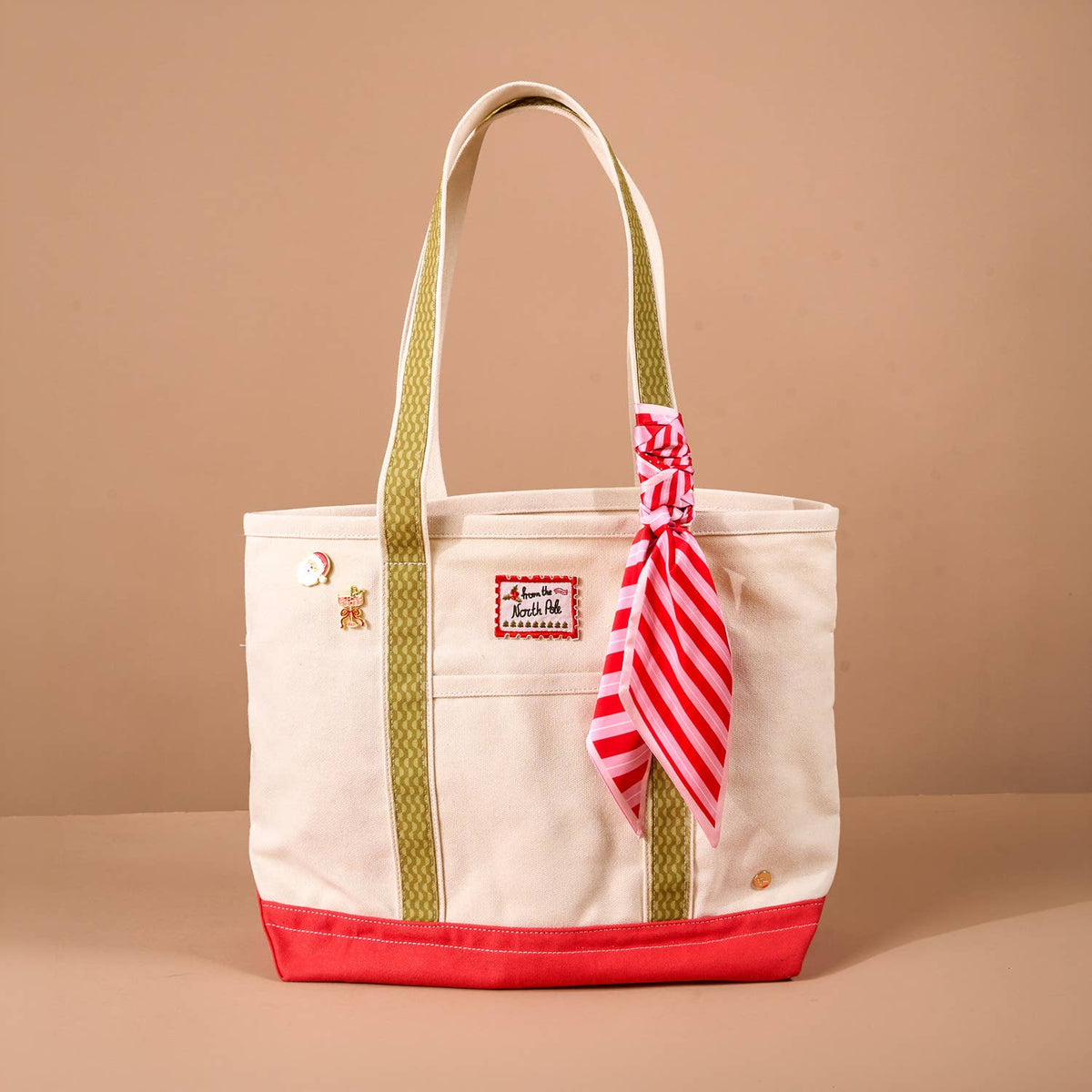 The Darling Canvas Tote Bag-Peppermint Stripes
