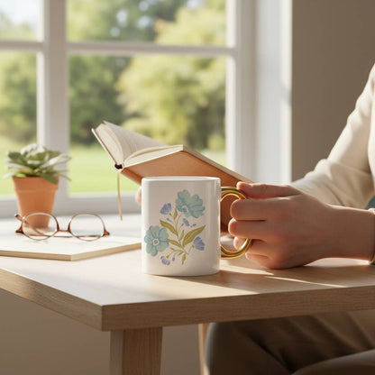 11 oz Cozy Cute Ceramic Mug: Book Shelfie