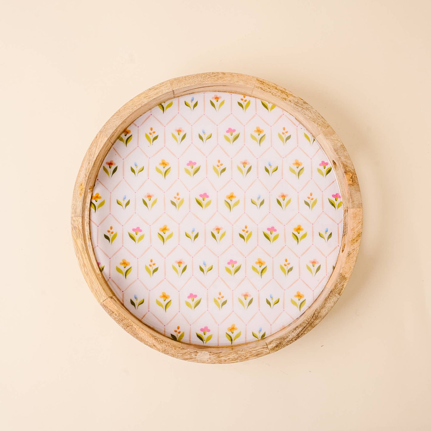 Large Round Wood Enamel Tray-Handpicked For You
