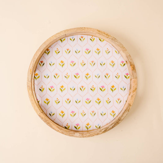 Large Round Wood Enamel Tray-Handpicked For You
