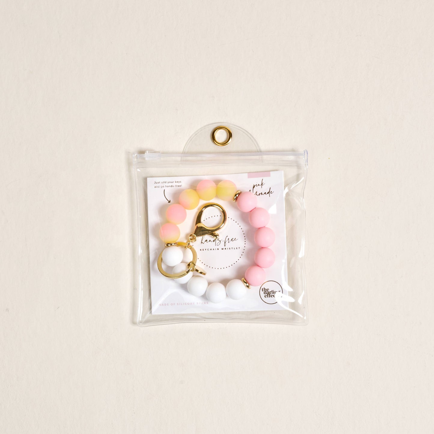 Hands–Free Keychain Wristlet–Pink Lemonade