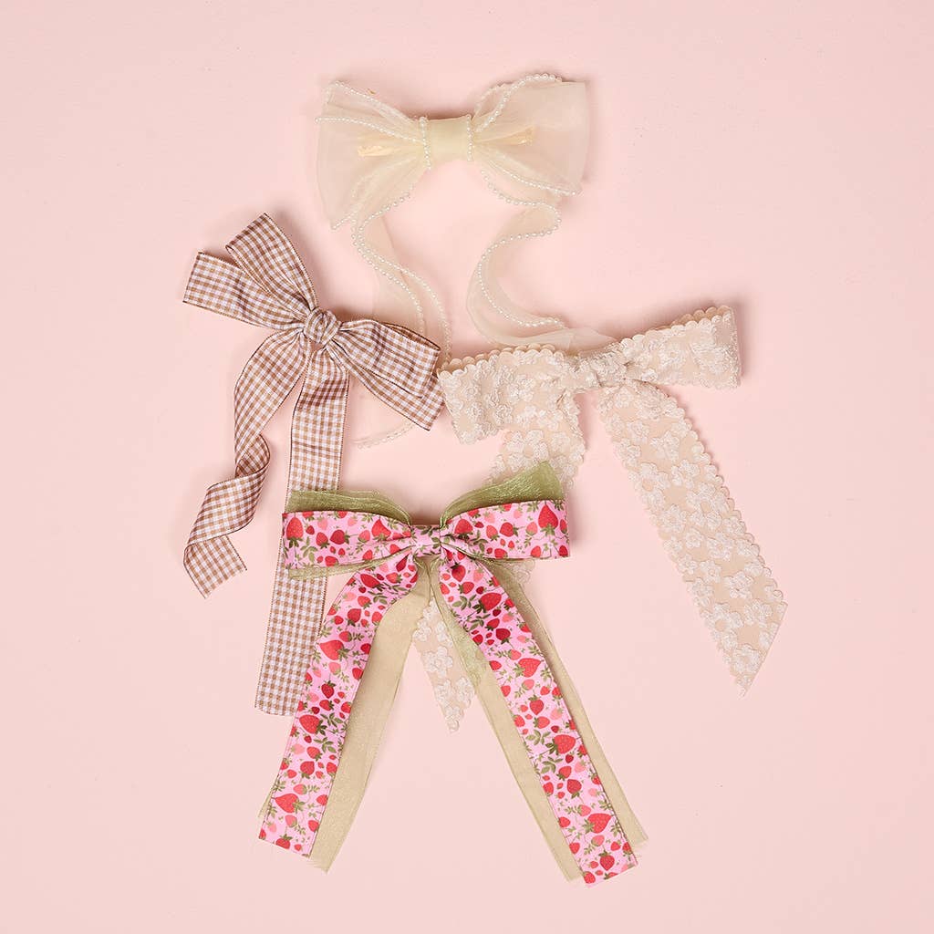 Lovely Layered Hair Bow-Strawberry Fields
