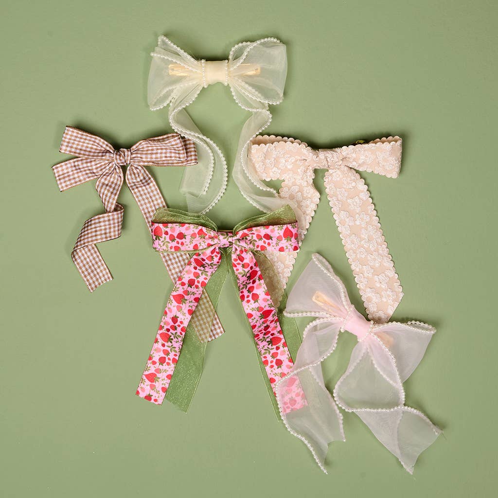 Lovely Layered Hair Bow-Strawberry Fields