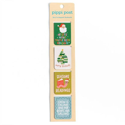 Merry Bookmas Christmas Magnetic Bookmarks Set of 4