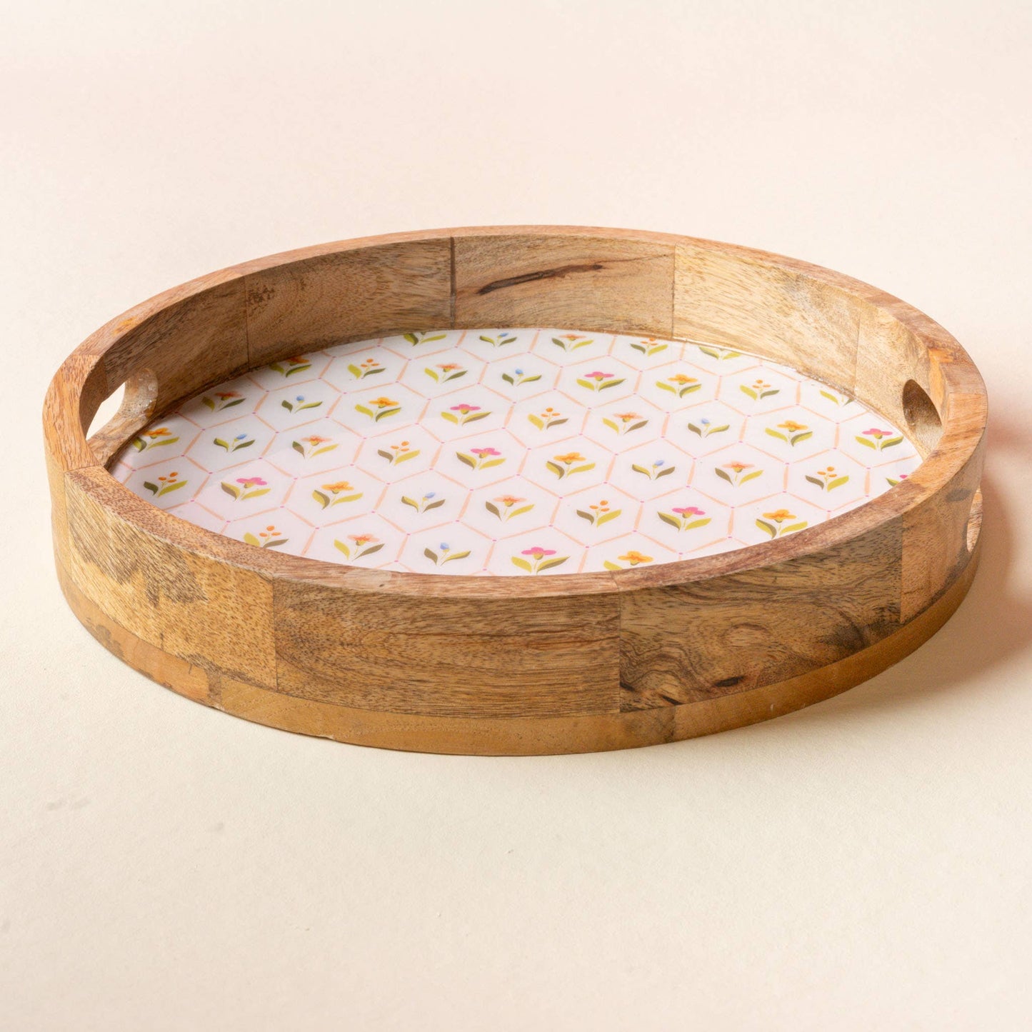 Large Round Wood Enamel Tray-Handpicked For You