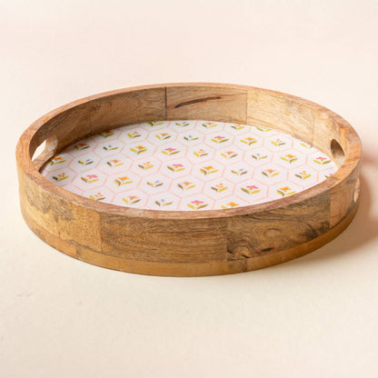 Large Round Wood Enamel Tray-Handpicked For You